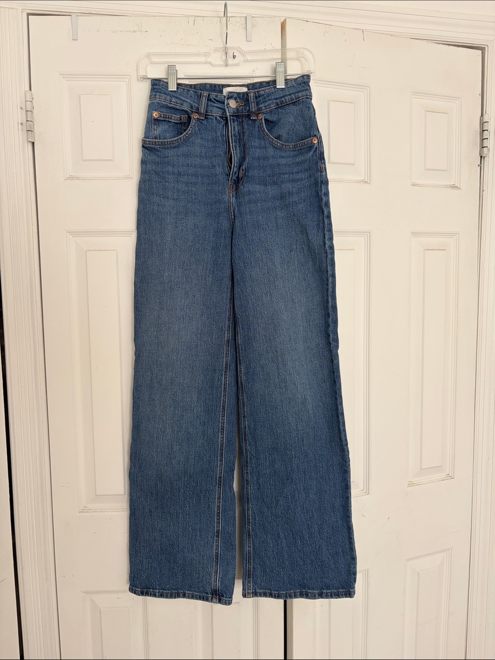 H&M Classic Medium Blue High-Rise Wide-Leg Jeans